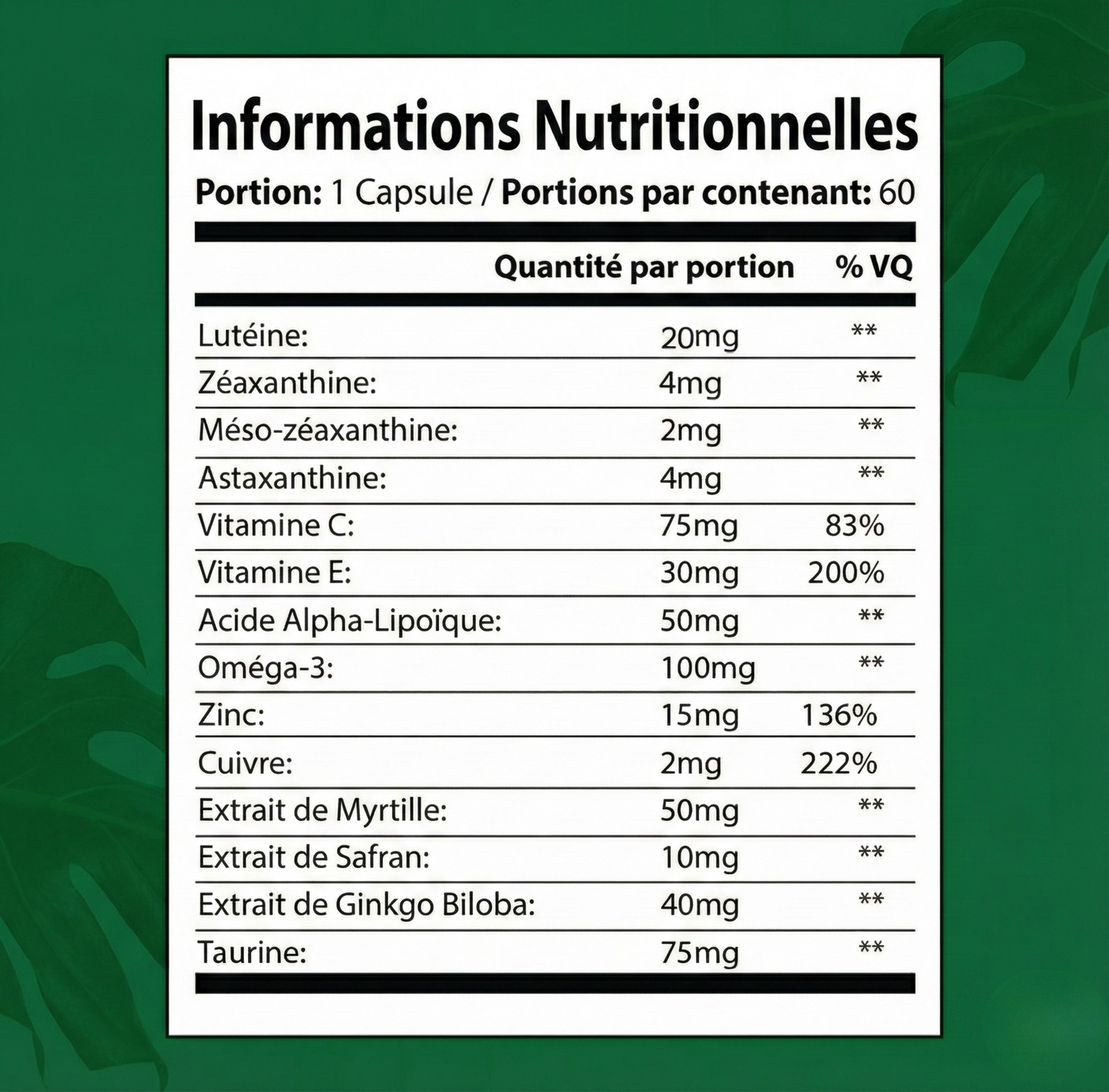 Favorise une vision saine, claire et protège vos yeux à tout âge