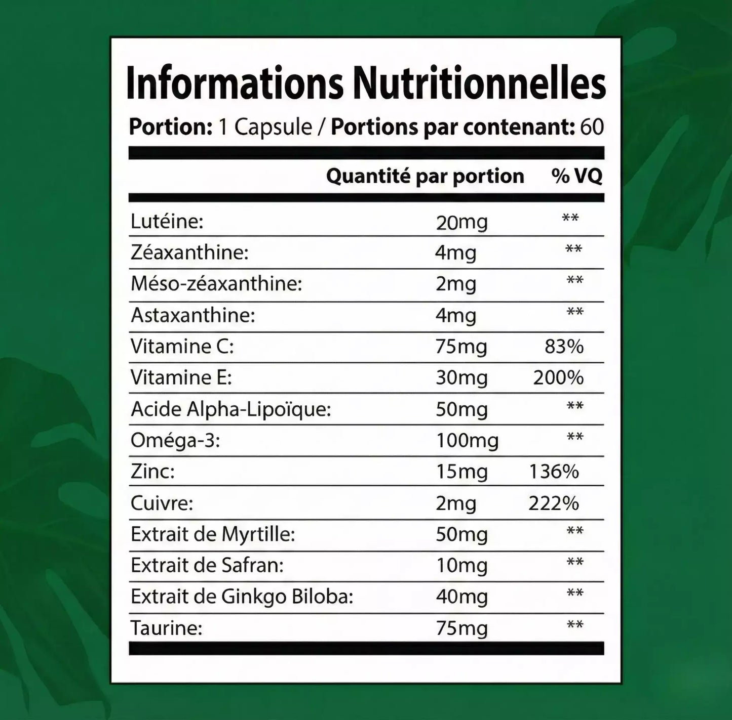Favorise une vision saine, claire et protège vos yeux à tout âge